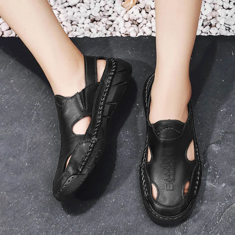 Hot-selling Summer Men's Sandals New Leather Roman Sandals Slippers Outdoor Beach Shoes Male Flip Flops Water Trekking Sandals