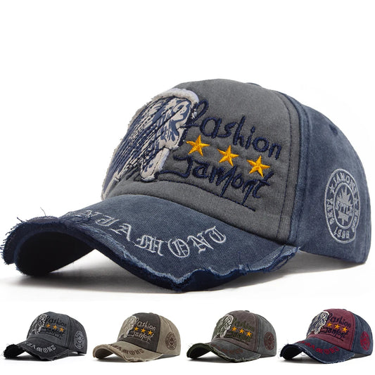 Vintage Washed Baseball Cap Letter Embroidery Soft Top Visor Hat Retro Fashion Men Women Casual Snapback For Outdoor Sports Hot