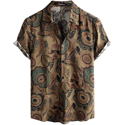 Summer Men's Casual Hawaiian Floral 3D Full-Print Button Shirt Short Sleeve - Tropical Beach Men's Quick-Drying Breathable Top