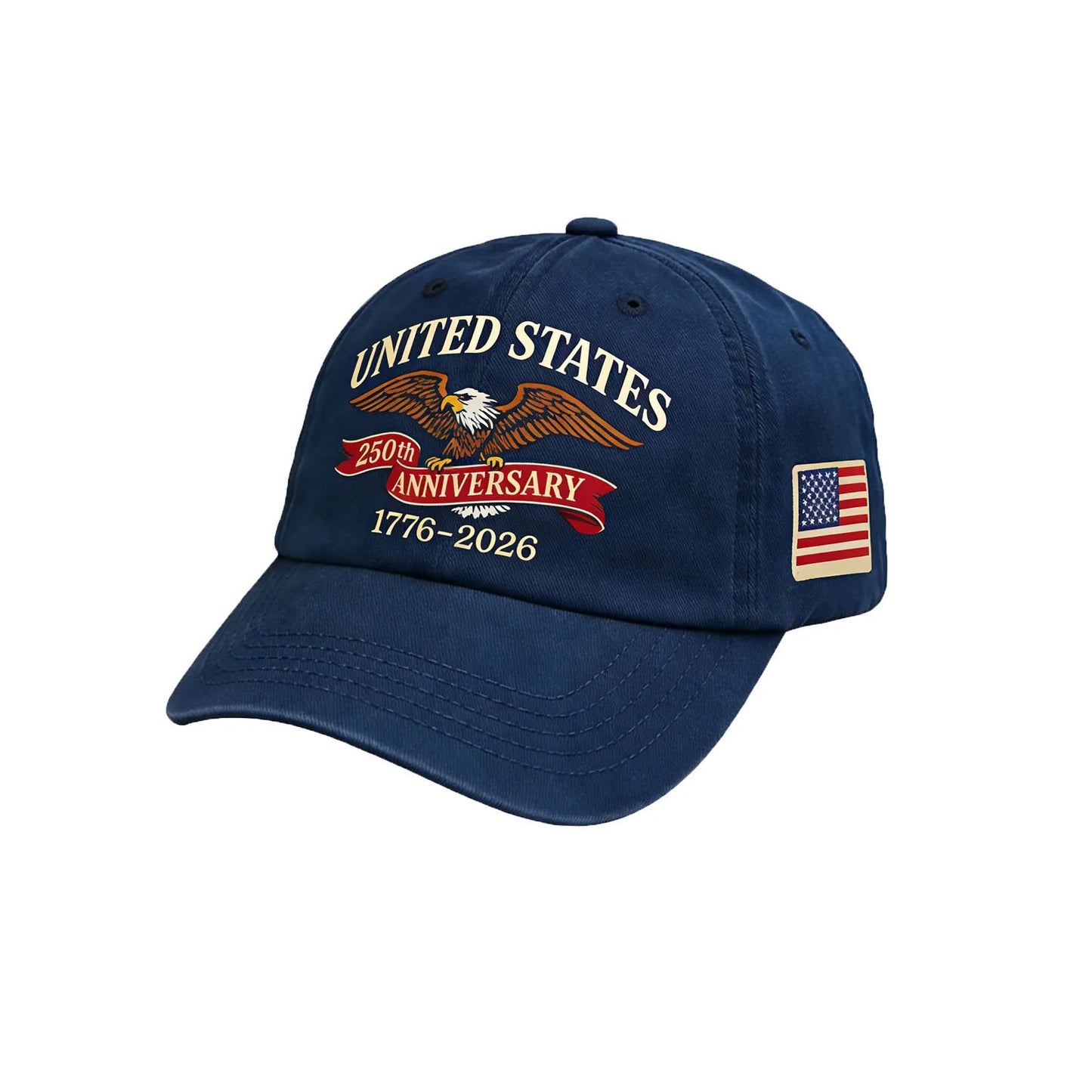 United States 250th Anniversary Cap Adjustable Washed Cotton Baseball Cap Vintage Tribute Eagle Printed Patriotic Trucker Hat