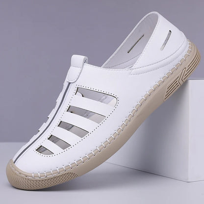 New Summer Genuine Leather Roman Men's Sandals Business Casual Shoes Outdoor Beach Wading Slippers Men's Shoes Big Size 38-48