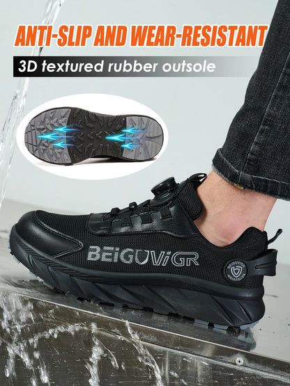 Rubber-Padded Anti-Slip, Impact-Resistant, Puncture-Resistant Safety Shoes