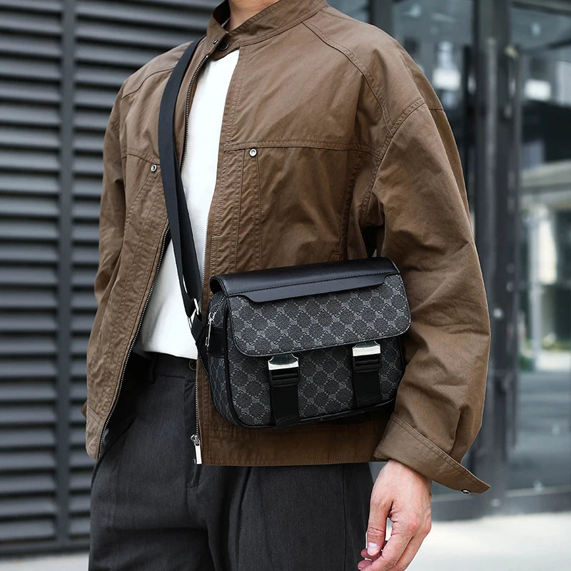 2026 New Design Shoulder Bag Men Crossbody Bag Fashion Business PU Leather Chest Bag Male Mobile Phone Bag Purses Handbags