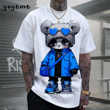 Men's T-Shirts Hip Hop Bear Pattern 3D Print Men's Clothing Summer New Streetwear Oversized Unisex T-Shirt Harajuku Men Clothes