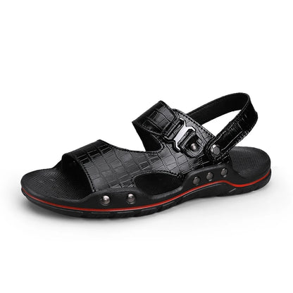 Simple Mens Sandals Casual Leather Solid Color Summer Outdoor Shoe Comfy Casual Open Toe Sandals Soft Beach Flat Designer Sandal
