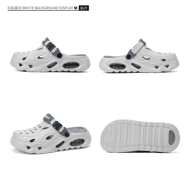 Men's Sandals Fashionable Hollow Casual Slippers Lightweight EVA Garden Shoes Thick-Soled Outdoor Walking Beach Water Shoes