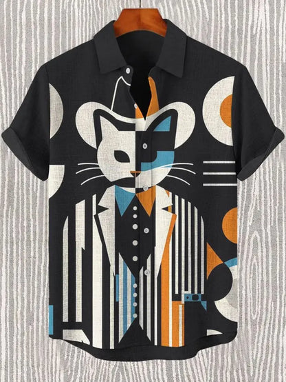 2025 Vintage African Style Men's Retro Ethnic Tribal Short Sleeve Shirt Tops Fashion Casual Vacation Streetwear Men's Shirt
