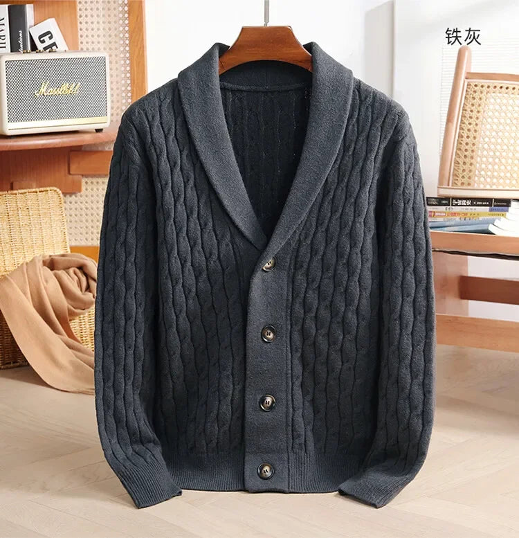 New Winter and Autumn Men's Wool Knitted Cardigan Trendy Loose-fitting Thick Style Pullover Casual Men's Clothing Coat Sweater