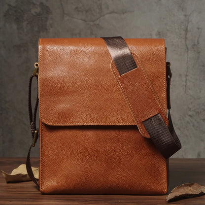 NUKA Men's Genuine Leather Shoulder Bag Retro Flap Crossbody Bags Casual Trend Satchel High Quality Luxury Cowhide Messenger Bag