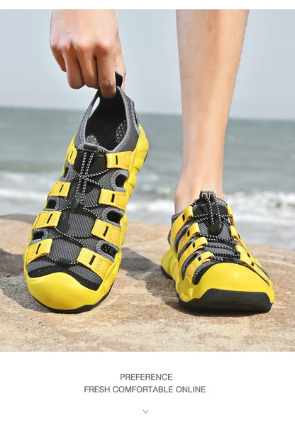 Brand Summer Men's Sandals Fashion Design Beach Men Sandals Outdoor Couple Wading Sandals Non-slip Flat Men Sneakers Size 36-46