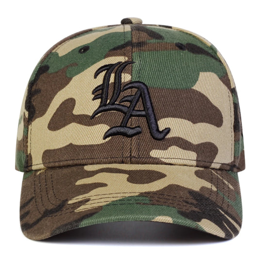 Unisex Gothic LA Embroidery Camouflage Baseball Caps Spring Autumn Outdoor Adjustable Casual Hats Sunscreen Hat Sports Cap