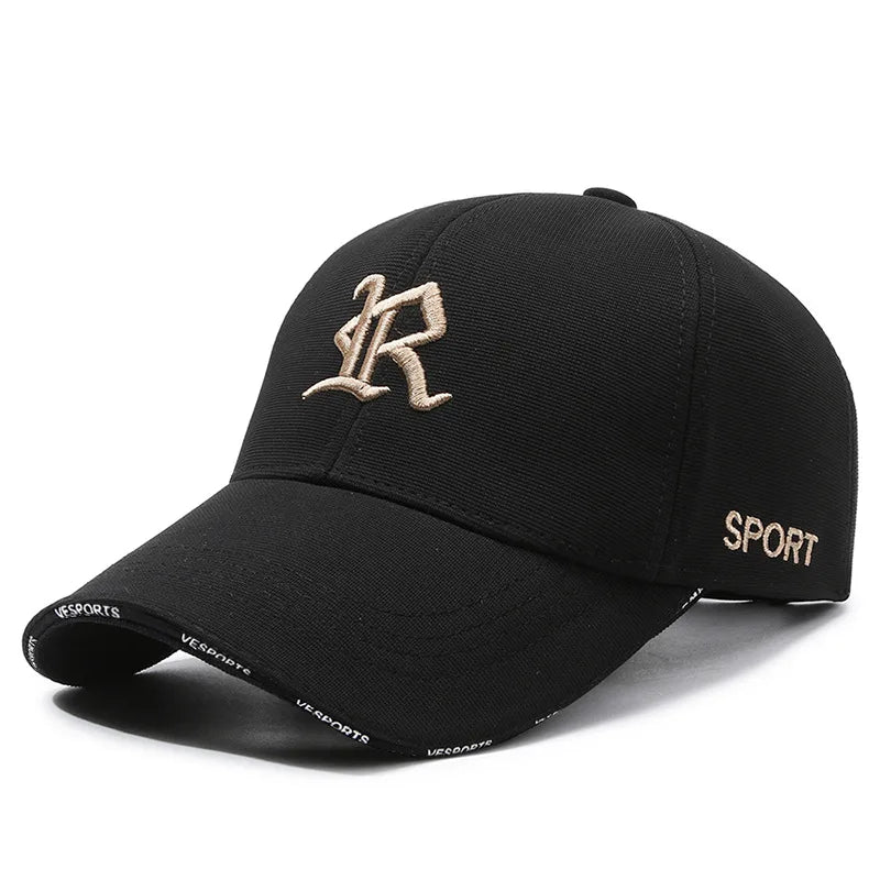 Fashionable letter R embroidered baseball cap for men and women, hip-hop trend for spring, summer, autumn, outdoor adjustable ca