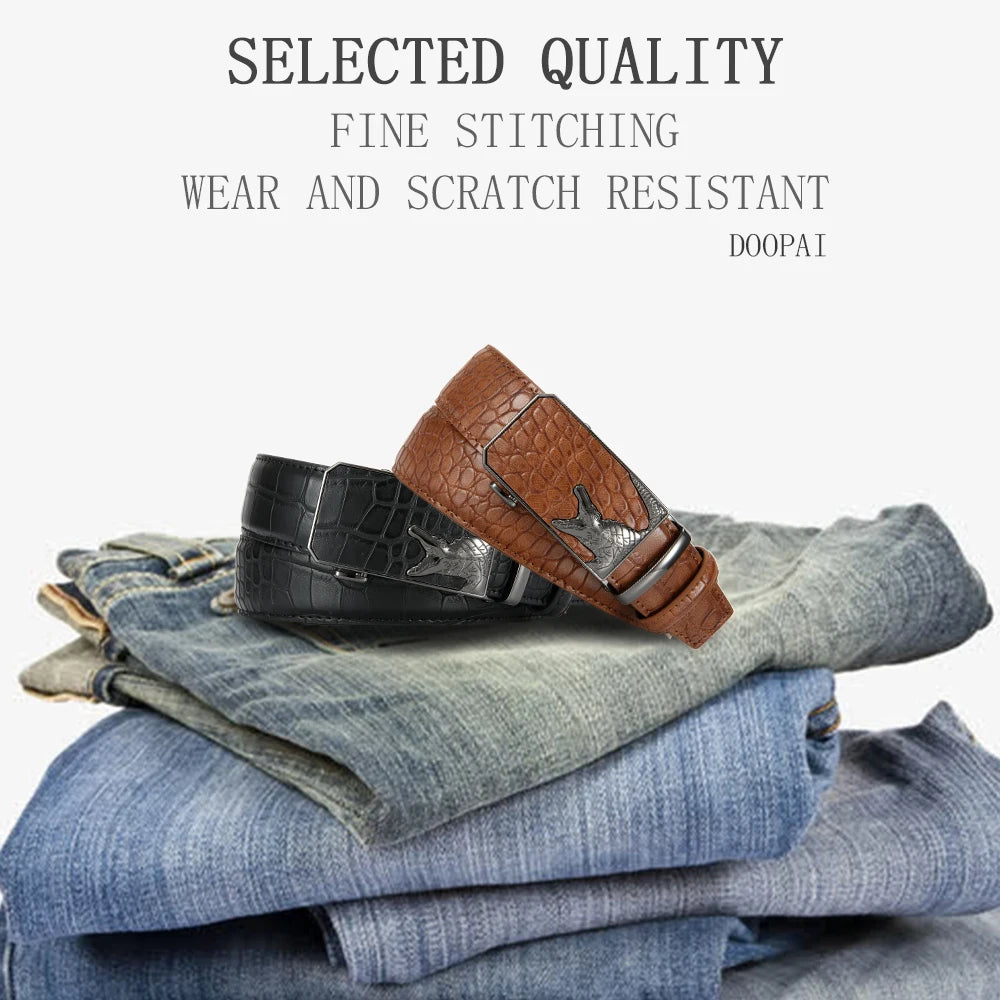Men's PU Leather Belt Fashion Automatic Buckle Belt for Popular Business High Quality Male Belt