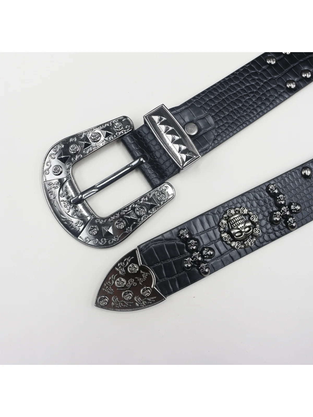 Cross skull Metal Rivet Cowboy Belt Genuine  Men Belt Punk Rivet Jeans Belts For Men Ceinture Homme Cinturones Hombre