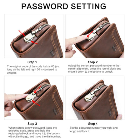 CONTACT'S Genuine Leather Handbag Men Vintage Small Cluth Bag 6 Card Holder iPad Mini Metal Lock Travel Business Pouch Bag