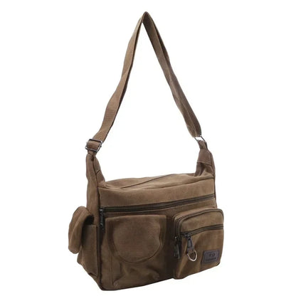 Men's Canvas Shoulder Bag Casual Tote Travel Crossbody Bag Luxury Messenger Bag High Quality Fashion Handbag Chest Bag