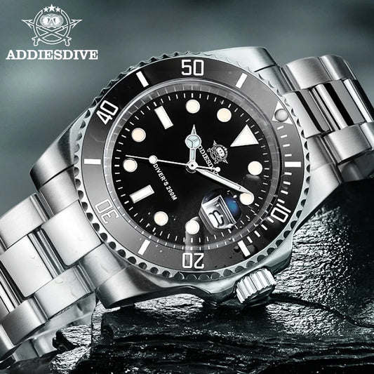 ADDIESDIVE Men's Classic Watch with Ceramic Bezel 200m Water Resistant Casual Quartz Watch BGW9 Blue Luminous Gift Watch MY-H3-2