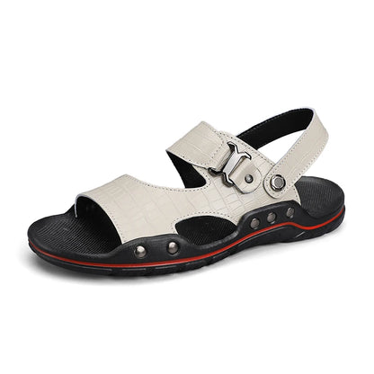 Simple Mens Sandals Casual Leather Solid Color Summer Outdoor Shoe Comfy Casual Open Toe Sandals Soft Beach Flat Designer Sandal