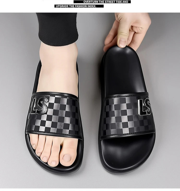 Summer Fashion Casual Flip Flops for Men New Designer Black Cow Leather Slippers Male High Quality Korean Outwear Slides Men