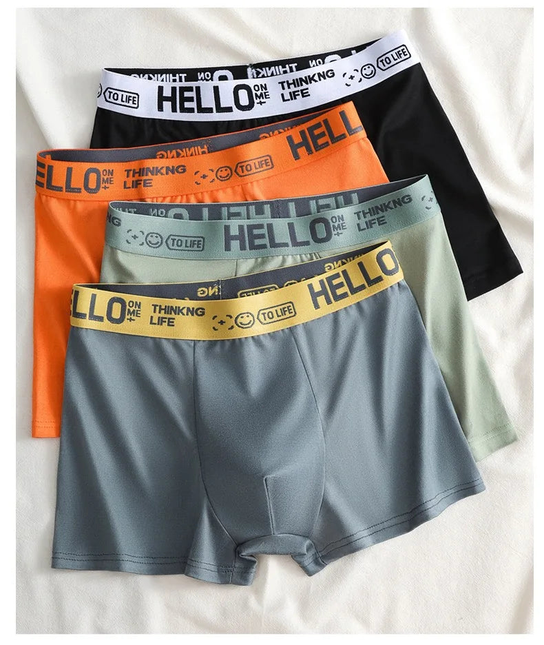 Men's Mid-Waist Thin Briefs Breathable Comfortable Large Size Sports Boxer Shorts Youth Flat Briefs Underwear Polyester Fiber