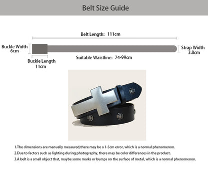 Black Punk Style PU Leather Belt Unisex Gothic Fashion Accessory Cross rivet decoration Y2K rock hip-hop style Jeans Belt Gift