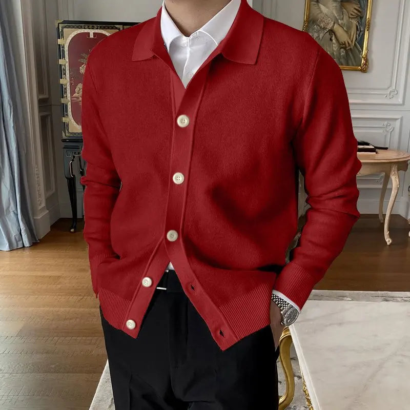 Mens Cardigan Sweater Long Sleeve Button Down Casual Collared Slim Fit Knit Sweater