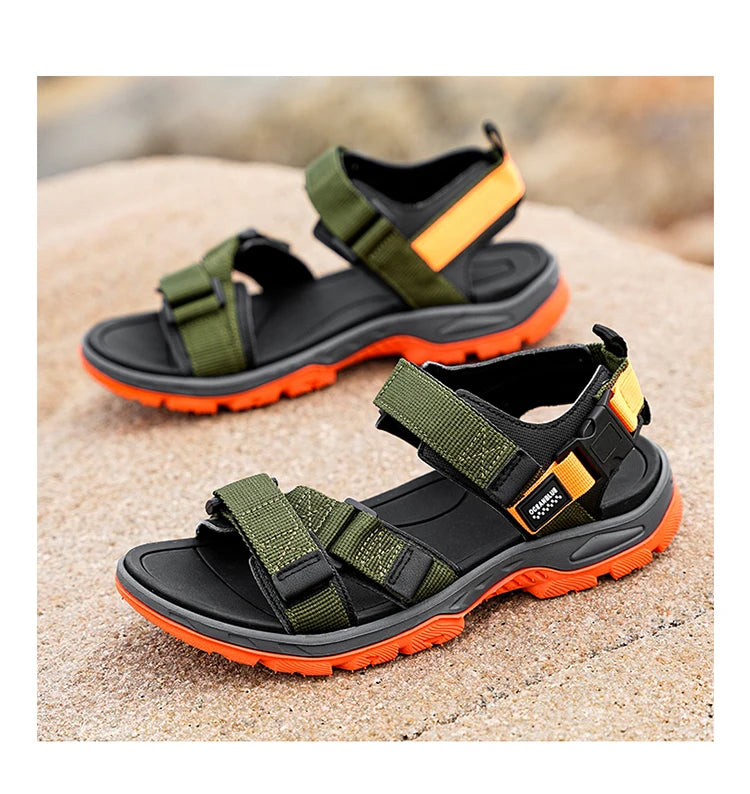 Men's Outdoor Sandals with Velcro Strap Male Summer Fashion Antiskid Sport Sandals Beach Casual Sandals for Men