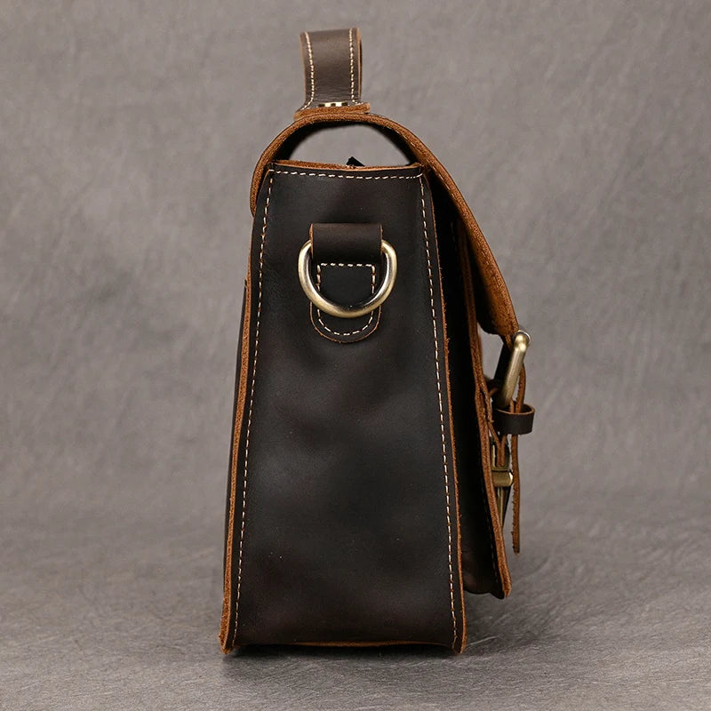 Luufan Crazy Horse Leather Men's Shoulder Bag Vintage Messenger Bags Men Male Small Travel Crossbody Bags Man Handbag Sling Bag
