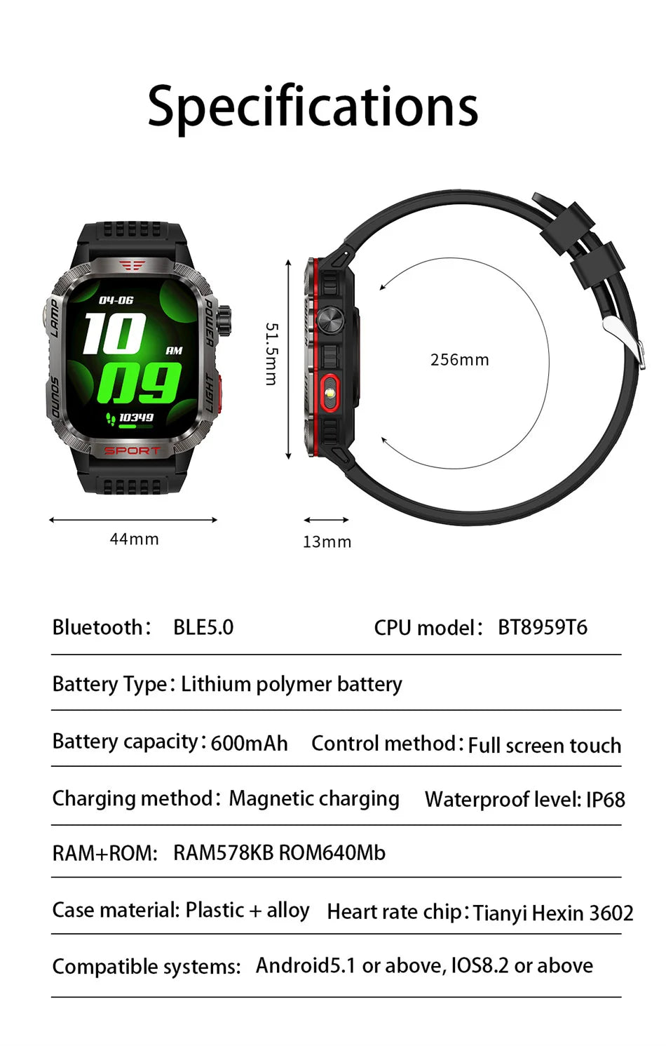 2026 Military GPS Smart Watch Money Detector Light Compass Waterproof Outdoor Sport Tracker Bluetooth Call Watch with Flashlight