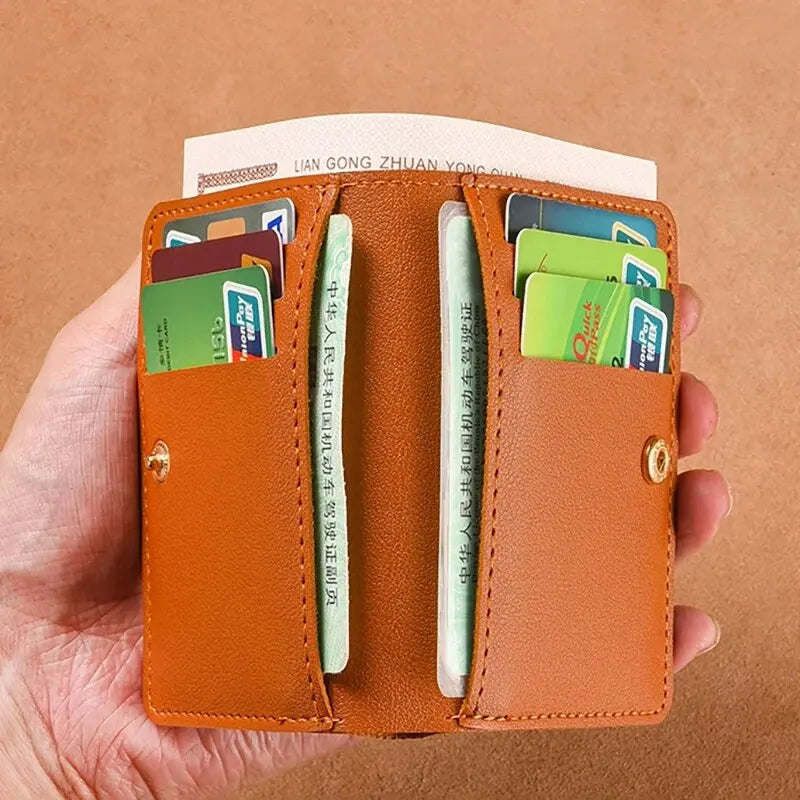Men's small artificial leather wallet, simple women's wallet, stylish ultra-thin credit card wallet, coin wallet