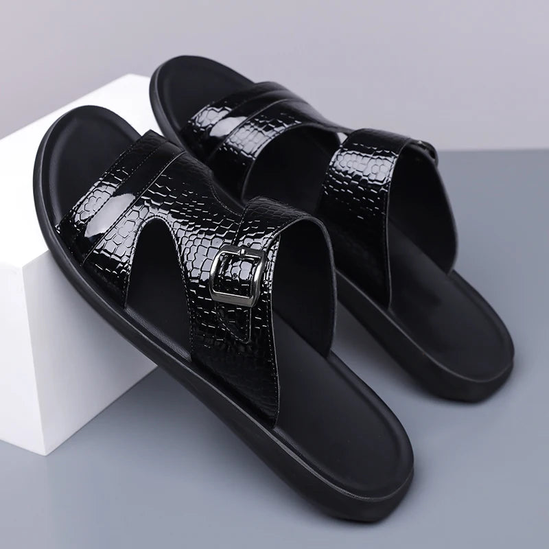 Plus Size 38-48 Hot-selling Men Slippers Sole Open Toe Beach Slides All-match Man Flip Flops Versatile Half Flats Sandals Slides