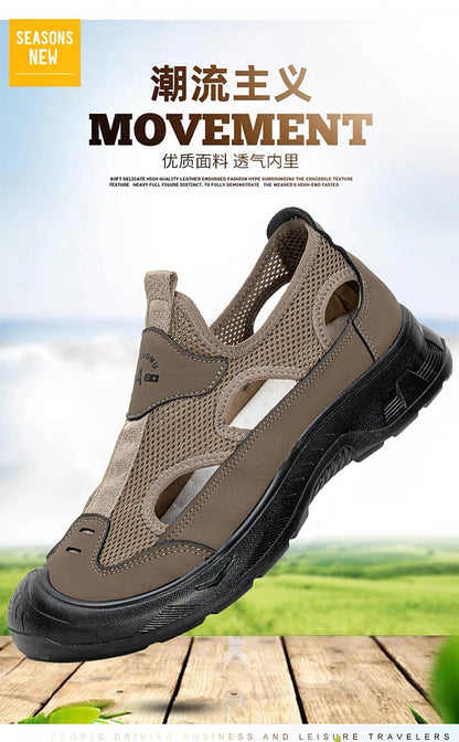 2025 Summer Men's Sandals New Hollow Breathable Beach Shoes Ultra Light Anti Slip Summer Casual Shoes Walking Shoes