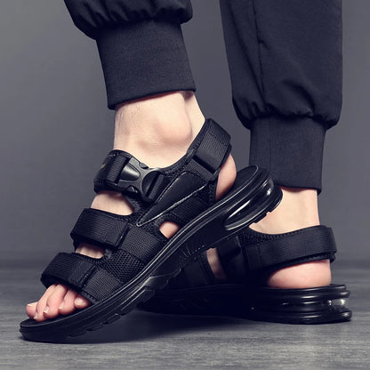 2023 New Design Men Rome Sandals Leather Fashion Sandals Black Men Summer Shoes Comfortable Cushion Soft Gladiator Sandals