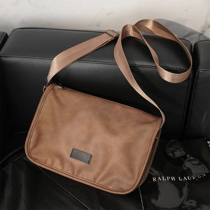 Vintage Fashion Crossbody Bags Men Large Capacity Men Crossbody Shoulder Bag PU Leather Messenger Bag Casual Outdoor Satchels