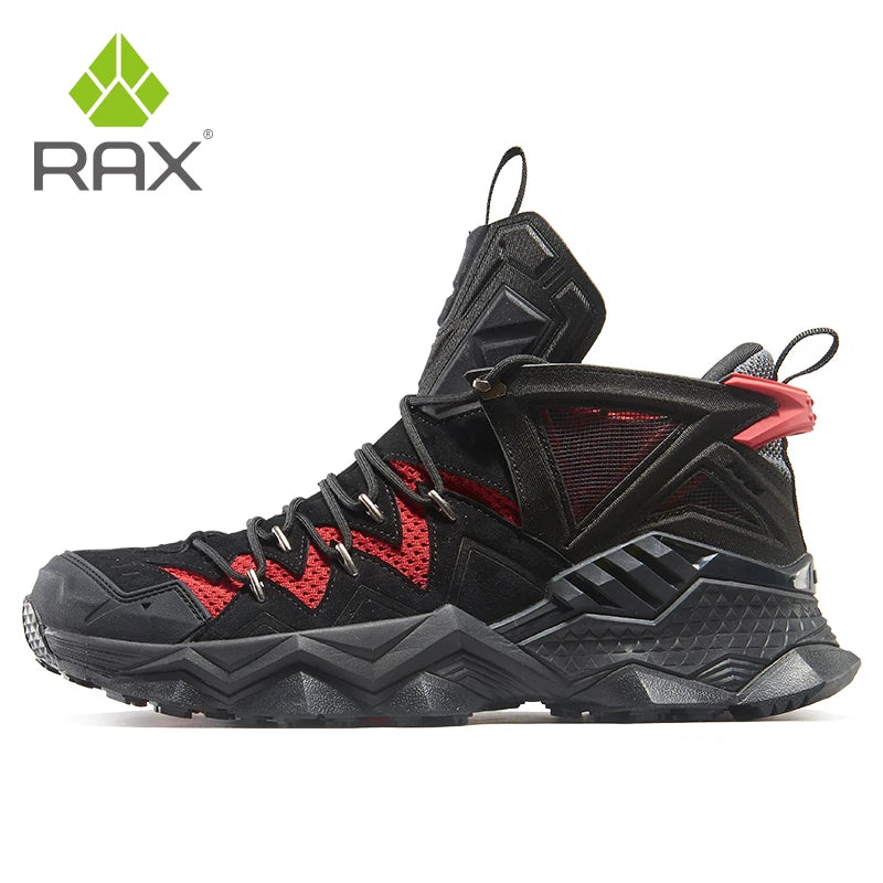 RAX Men Hiking Shoes Mid-top Waterproof Outdoor Sneaker Men Leather Trekking Boots Trail Camping Climbing Hunting Sneakers