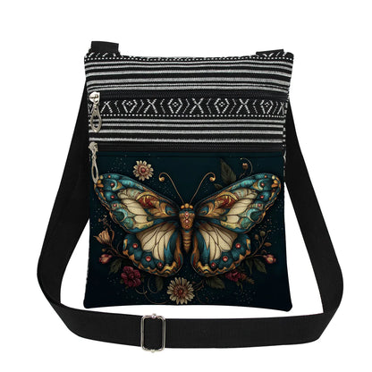 Bohemian-style Moth Unisex Crossbody Bag Adjustable Strap Men's Crossbody Bag Women's Outdoor Shoulder Bag