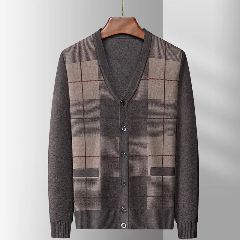 Dad's Sweater Cardigan Jacket Thickened Autumn and Winter Knitted Casual Thick Style Middle-aged and Elderly Men's Top