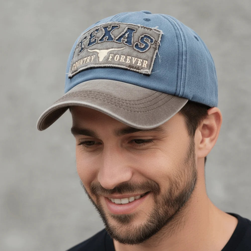 Fashion Letter TEXAS Embroidery Baseball Cap Visor Adjustable Peaked Cap Washed Cotton Baseball Hats For Man Women Unisex