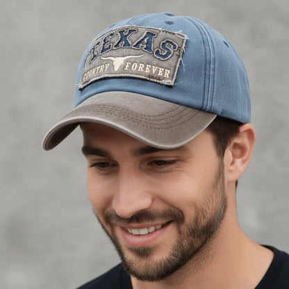 Fashion Letter TEXAS Embroidery Baseball Cap Visor Adjustable Peaked Cap Washed Cotton Baseball Hats For Man Women Unisex