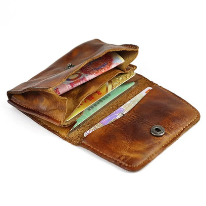 New Simple Men Wallets High Quality Genuine Cow Leather Coin Pocket Retro Handmade Male Purses Card Holder Men's Money Clips