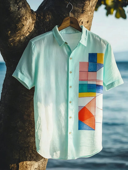2026 Summer Men's Linen Short Sleeve Shirts Funny Animal Ethnic Patterns 3D Printed Shirts Casual Outdoor Designer Clothes Men