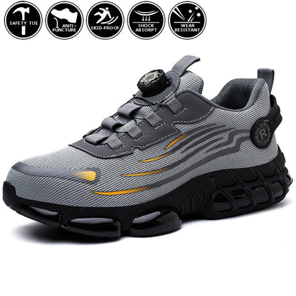 Indestructible Steel Toe Work Shoes for Men Women Rotating Button Safety Shoes Lightweight Construction Work Safety Shoes