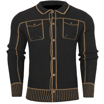Men's Comfortable Open Cardigan Autumn Winter Casual Knitwear with Fake Pocket Design Fashionable Men's Sweater