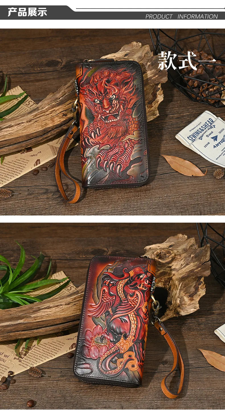 Men's Genuine Leather Wallet with Handcrafted Embossed Design