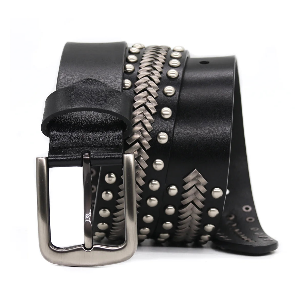 Men Belt Punk Rivet Jeans Belts For WOMEN  NEW Metal Rivet Cowboy Belt Genuine Leather Cowskin