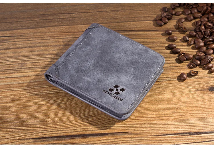 Men's Wallet Leather Billfold Slim Hipster Cowhide Credit Card/ID Holders Inserts Coin Purses Luxury Business Foldable Wallet