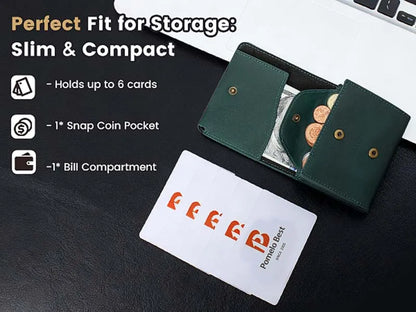 Pomelo Best Portable Men's Bifold Small Vintage Genuine Fine Grain Leather Wallet with Coin Compartment Press Stud Gift for Men