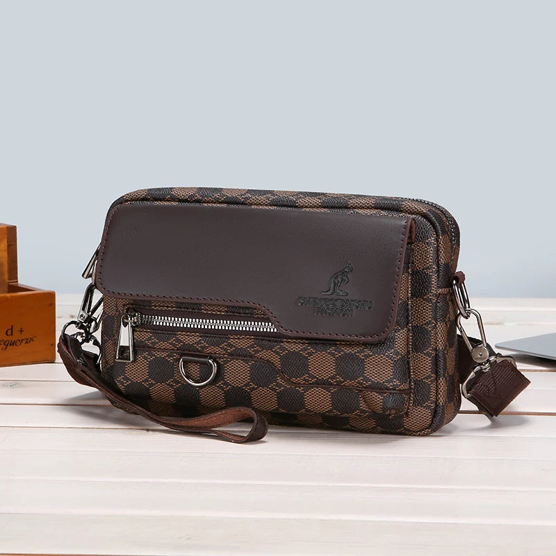 Business Men's Clutch Bags High Quality PU Leather Man's Small Shoulder Bag Multi-Functional Men Handbag Bag With Waist Strap