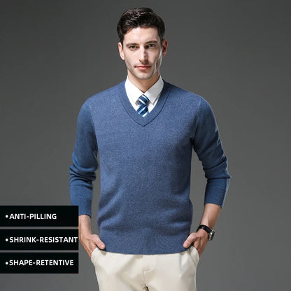 Top Grade Thick Anti-Pilling New Fashion Brand Autum Winter Knit Pullover Men Slim Fit Sweater Business Casual Woolen Jumper