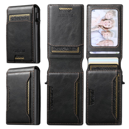 SUTENI PU Leather For Men Wallet Card Slot Wallet Flip Cover card box Pressing The Button Automatically Ejects The Card